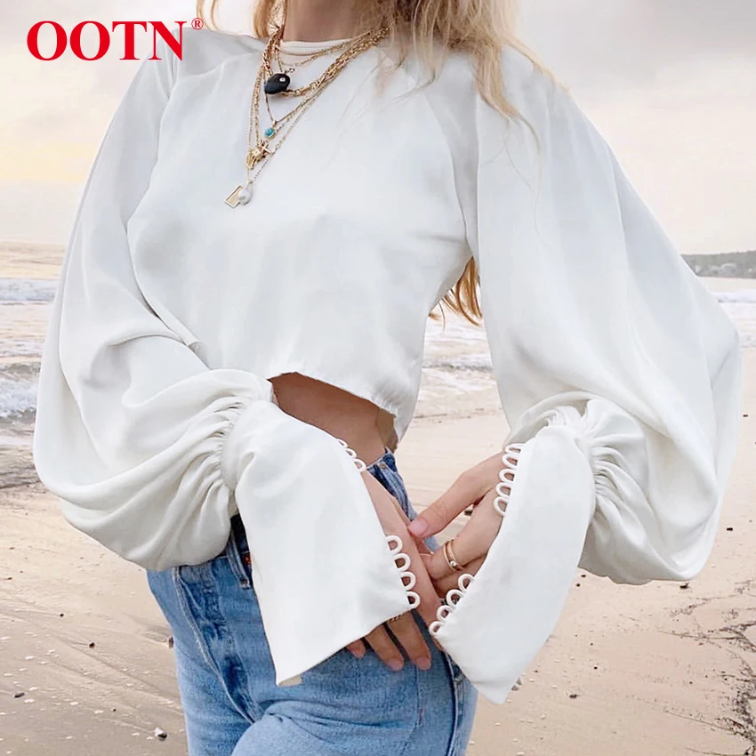 OOTN Autumn Lantern Long Sleeve Beige Women Blouse Crop Top Lace Up Cover Button Female Shirt Elegant 2019 Streetwear Casual Top 
OOTN Autumn Lantern Long Sleeve Beige Women Blouse Crop Top Lace Up Cover Button Female Shirt Elegant 2019 Streetwear Casual Top