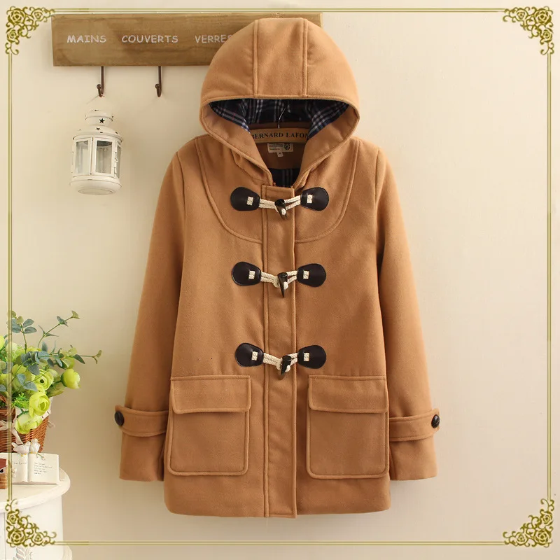 Duffle Coat Long Turn Down Horn Button Hooded Collar Long Woolen Women's Jacket College Wind Winter Windproof Warm Coat Women
Duffle Coat Long Turn Down Horn Button Hooded Collar Long Woolen Women's Jacket College Wind Winter Windproof Warm Coat Women