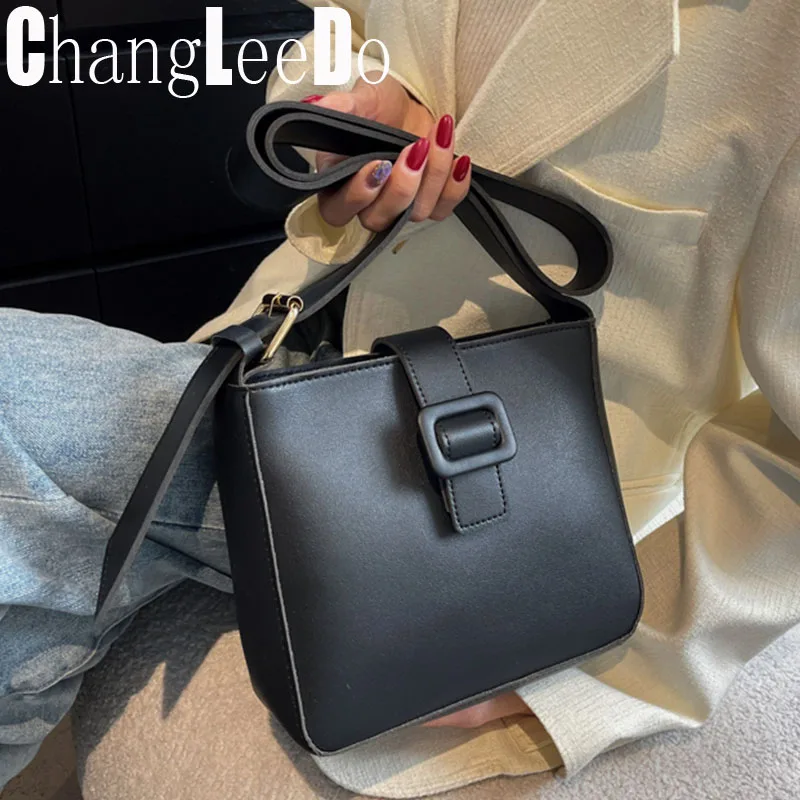 

Casual Crossbody Bags For Woman Bucket Bag Soft Leather Tote Shoulder Bag Simple Design Cross Body Satchel Woman Shoulder Totes