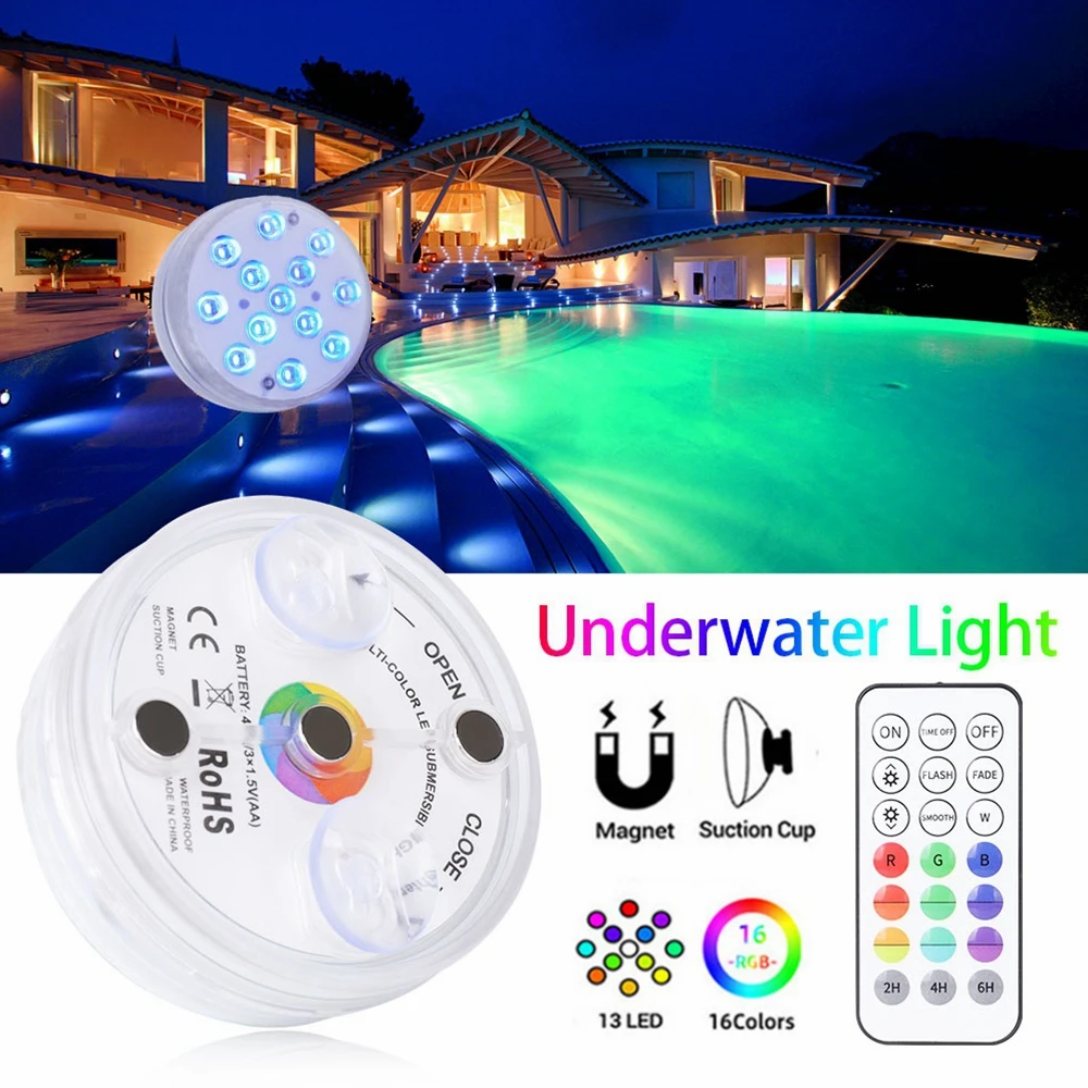 Bigger Underwater Light 16 Colors 13 LED Strong Magnet IP68 Waterproof Outdoor Lighting for Swimming Pool Fish Tank Lamp
Bigger Underwater Light 16 Colors 13 LED Strong Magnet IP68 Waterproof Outdoor Lighting for Swimming Pool Fish Tank Lamp