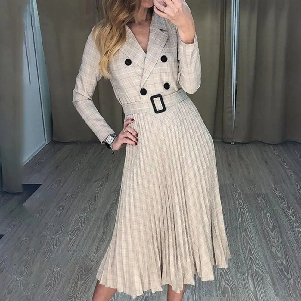 Bikitique Plaid A-line V-Neck Blazer Women Midi Dress Elegant Long Sleeve Button Sash Female Blazer Dress Office Ladies Dress
Bikitique Plaid A-line V-Neck Blazer Women Midi Dress Elegant Long Sleeve Button Sash Female Blazer Dress Office Ladies Dress