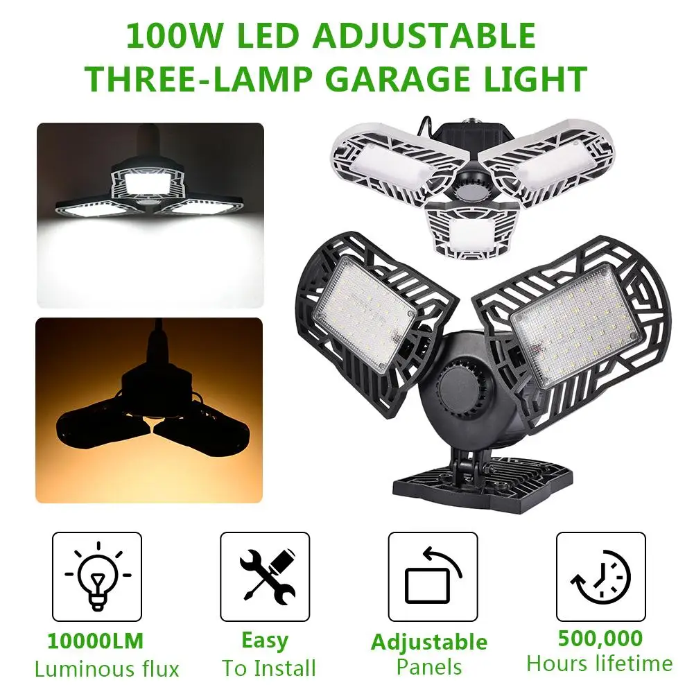 100W Deformable LED Garage Light Ceiling Light Factory Warehouse Industrial Lighting, 10000 Lumen IP65 Waterproof Industrial War
100W Deformable LED Garage Light Ceiling Light Factory Warehouse Industrial Lighting, 10000 Lumen IP65 Waterproof Industrial War