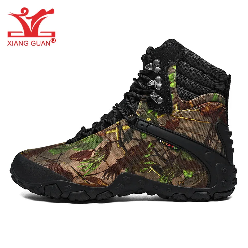 

XIANG GUAN Hiking Boots Mens Womens Waterproof Mountain Shoes Black Sandy Military Camouflage Outdoor Tactical Climbing Trekking