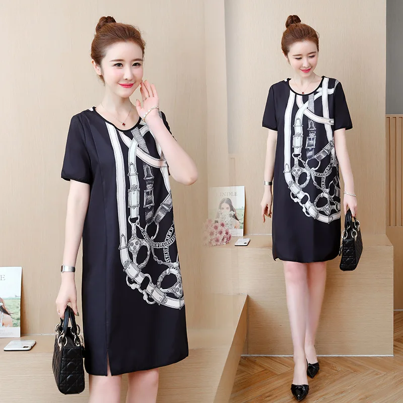 Summer New Style Code WOMEN'S Dress Printed Short-sleeve Dress Loose-Fit Slimming Elegant Fat Mm Dress
Summer New Style Code WOMEN'S Dress Printed Short-sleeve Dress Loose-Fit Slimming Elegant Fat Mm Dress