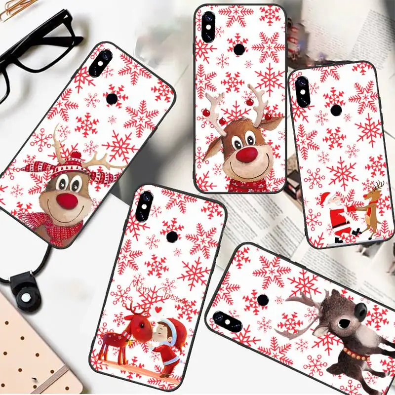 

Cute christmas Deer elk snowflake Santa Claus Phone Case For Xiaomi Redmi 9 8 9t a3Pro 9se k20 mi8 max3 lite 9 note 9s 10 pro