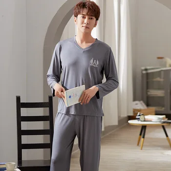 Pajamas Men's Spring and Autumn Modal Long-sleeved Home Service Men's Loose Casual Thin Suit Can Be Worn Outside Dormir Tops New
Pajamas Men's Spring and Autumn Modal Long-sleeved Home Service Men's Loose Casual Thin Suit Can Be Worn Outside Dormir Tops New
