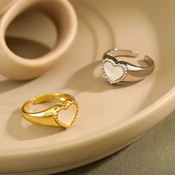 Shell heart signet ring for women 925 silver elegant luxury open adjustable ring jewelry gold color
Shell heart signet ring for women 925 silver elegant luxury open adjustable ring jewelry gold color