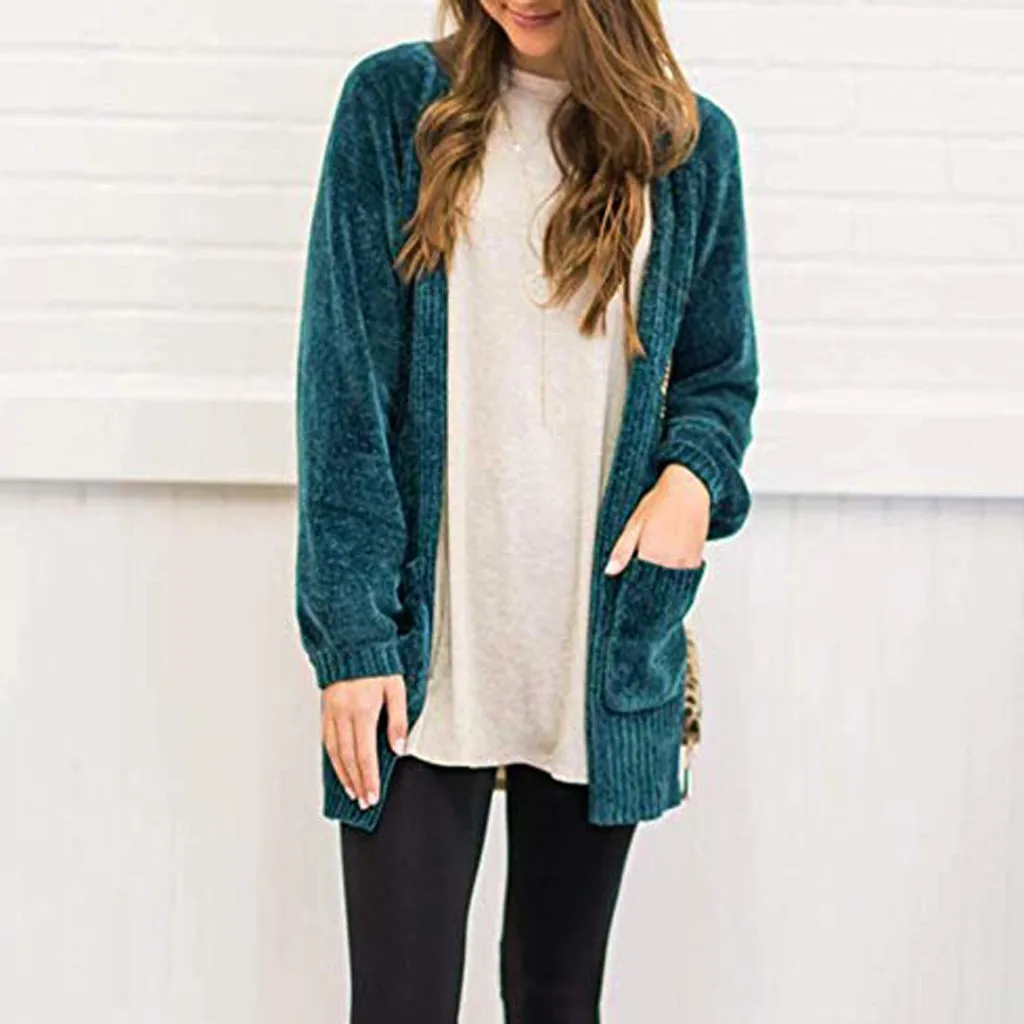 2019 Women Cardigan Long Sleeve Open Front Sweater Pockets Soft Velvet Chenille Cardigans
2019 Women Cardigan Long Sleeve Open Front Sweater Pockets Soft Velvet Chenille Cardigans