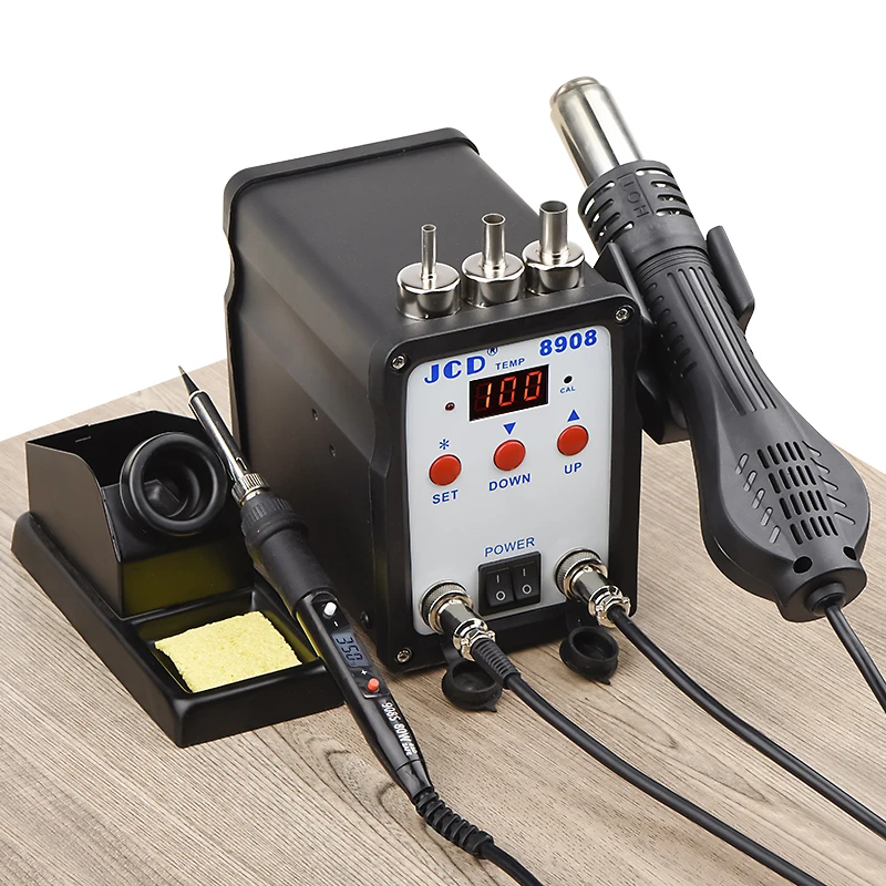 JCD Soldering Station 2 IN 1 Welding Repair Machine 750W Electric Soldering Iron with Hot Air Gun BGA Rework LCD Digital Station
JCD Soldering Station 2 IN 1 Welding Repair Machine 750W Electric Soldering Iron with Hot Air Gun BGA Rework LCD Digital Station