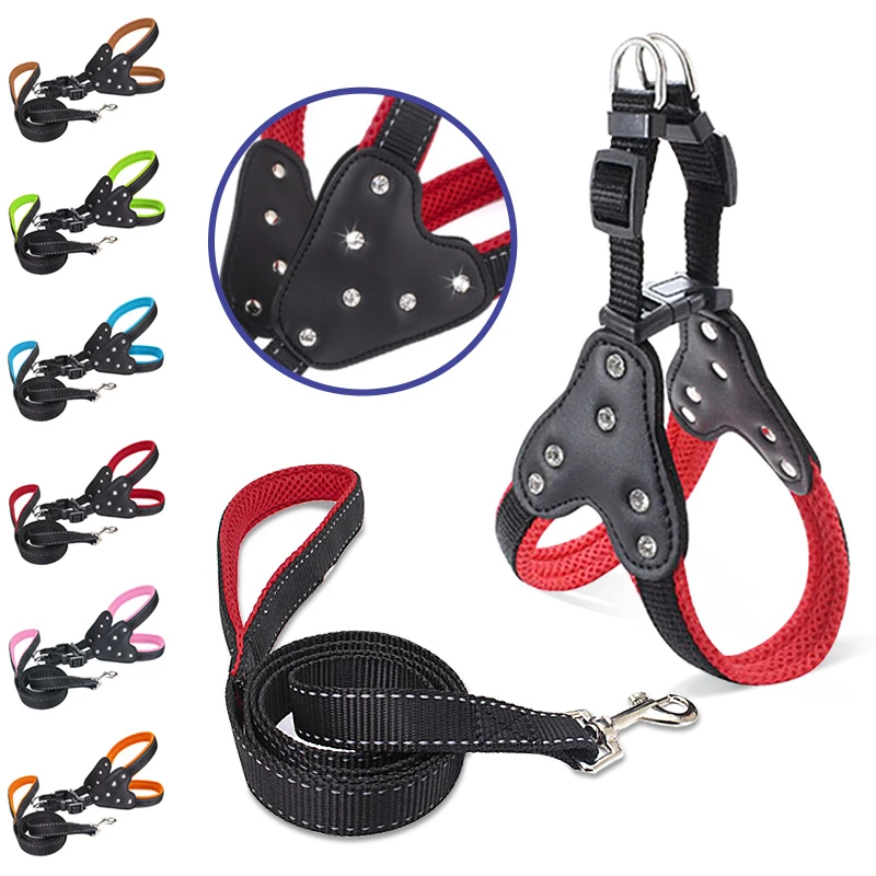 New Nylon Large Dog Harness And Leash Set Breakaway Safety Quick Release Dog Harness Reflective High Quality Rhinestone Material
New Nylon Large Dog Harness And Leash Set Breakaway Safety Quick Release Dog Harness Reflective High Quality Rhinestone Material