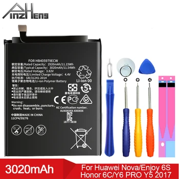 

PINZHENG 3020mAh HB405979ECW Battery For Huawei Nova/Enjoy 6S/Honor (6C 6A 7A 7S 8A 7A Pro)/( Y5 Y6 Y6 Pro) 2017/P9 Lite Mini