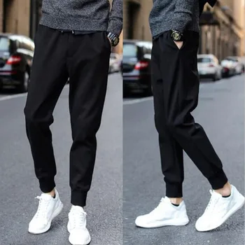 

Fashion Mens Solid Drawstring Pocket Sports Trousers Casual Beam Feet Pants S-5XL streetwear pantalones hombre joggers sweatpant