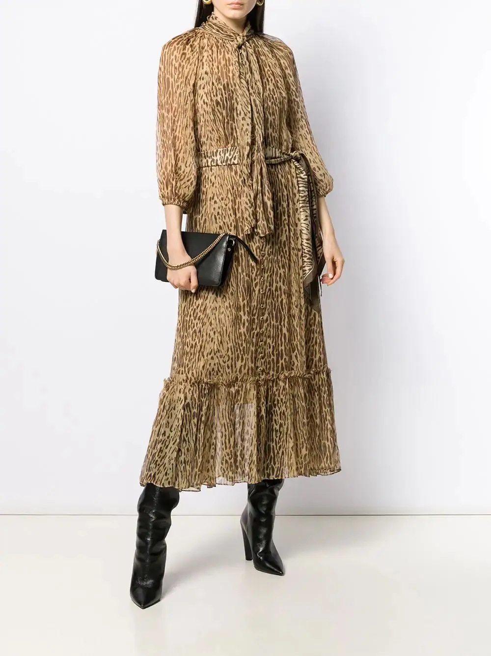 Fashion Woman Animal Leopard Print Silk ESPIONAGE High NECK TIE Midi dress waist Tied Ruffled Hem long dress 2019
Fashion Woman Animal Leopard Print Silk ESPIONAGE High NECK TIE Midi dress waist Tied Ruffled Hem long dress 2019