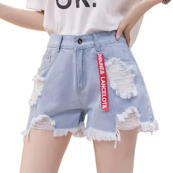 Women Solid Color High Waist Jeans Shorts Slim Casual Slim Waist Summer Loose Hole Denim Shorts New
Women Solid Color High Waist Jeans Shorts Slim Casual Slim Waist Summer Loose Hole Denim Shorts New
