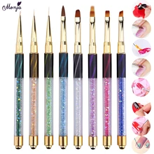 Monja arte do prego listra linhas forro pintura gato olho escova acrílico uv gel extensão construtor desenho strass alça caneta(China)