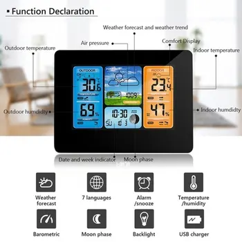 Wireless Weather Station Thermometer Clock Multifunction Creative FJ3373 Plastic Office Livingroom Indoor Humidity 
Wireless Weather Station Thermometer Clock Multifunction Creative FJ3373 Plastic Office Livingroom Indoor Humidity