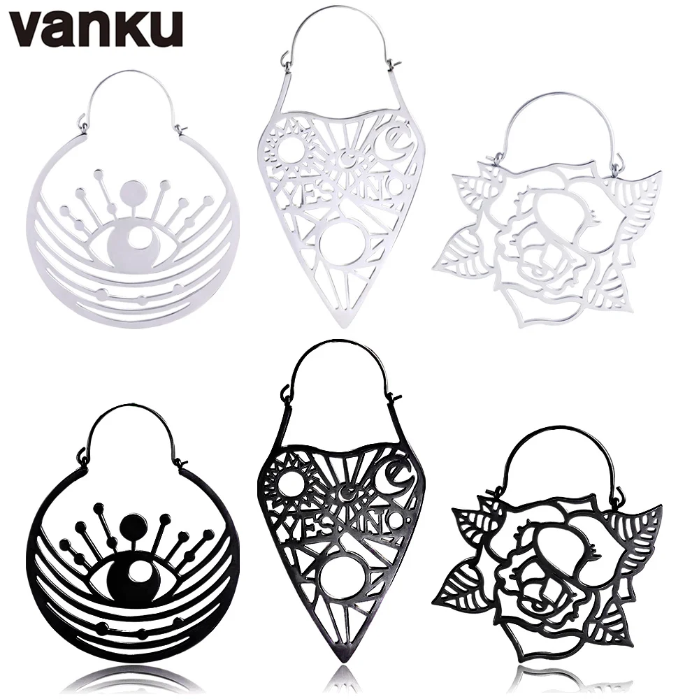 Серьги-подвески Vanku из нержавеющей стали 2 шт. Висячие туннели с заглушками для