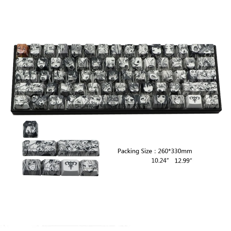 PBT 71 key Ahegao Keycap Dye Sublimation OEM Profile Japanese Anime Keycap For Cherry Gateron Kailh switch GK61 GK64 Mechan M5TB
PBT 71 key Ahegao Keycap Dye Sublimation OEM Profile Japanese Anime Keycap For Cherry Gateron Kailh switch GK61 GK64 Mechan M5TB