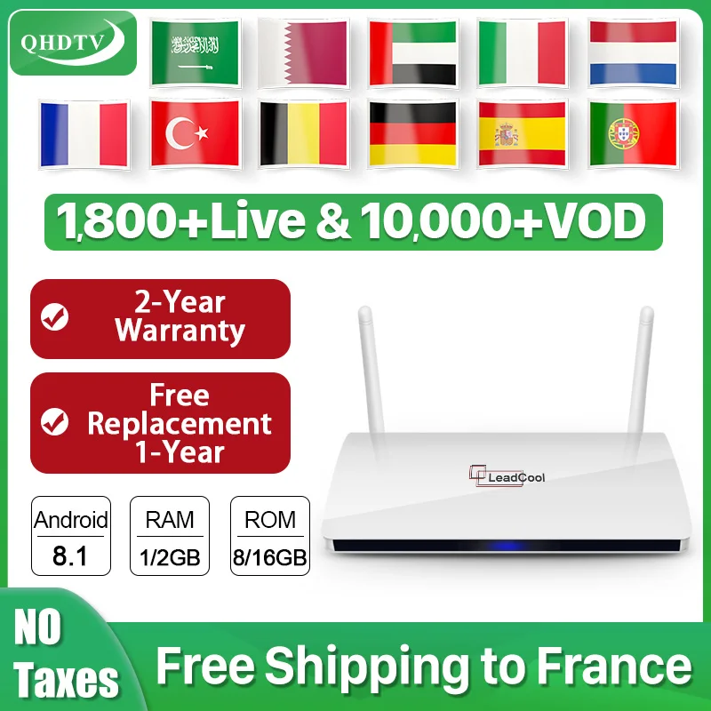 Leadcool France IPTV Subscription Android 8.1 Tv Box QHDTV IPTV Arabic French Netherlands Belgium Dutch Set Top Box 4K HD IP TV
Leadcool France IPTV Subscription Android 8.1 Tv Box QHDTV IPTV Arabic French Netherlands Belgium Dutch Set Top Box 4K HD IP TV