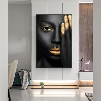 Gold Sexy Lip Black Skinned Woman Portrait Canvas Painting Posters and Prints Cuadros Wall Art Picture for living Room Decor
Gold Sexy Lip Black Skinned Woman Portrait Canvas Painting Posters and Prints Cuadros Wall Art Picture for living Room Decor