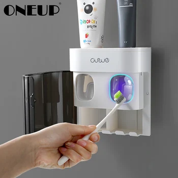 ONEUP Wall Mounted Toothbrush Holder With Magnetic Cover Toothpaste Squeezer Dispenser Multifunction Bathroom Accessories Sets
ONEUP Wall Mounted Toothbrush Holder With Magnetic Cover Toothpaste Squeezer Dispenser Multifunction Bathroom Accessories Sets