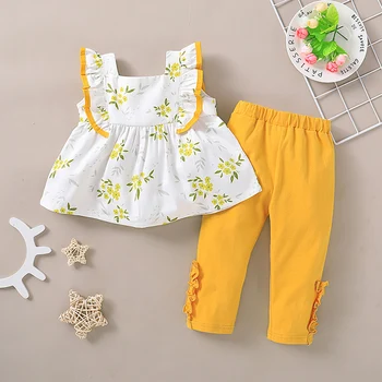 Summer Baby Girl Casual European And American Style Leaf Sleeve Flower Hedging Print T-shirt Top + Shorts Suit Clothing Set
Summer Baby Girl Casual European And American Style Leaf Sleeve Flower Hedging Print T-shirt Top + Shorts Suit Clothing Set