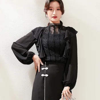 lace stand collar temperament elegant perspective hook flower lotus lace shirt women
lace stand collar temperament elegant perspective hook flower lotus lace shirt women