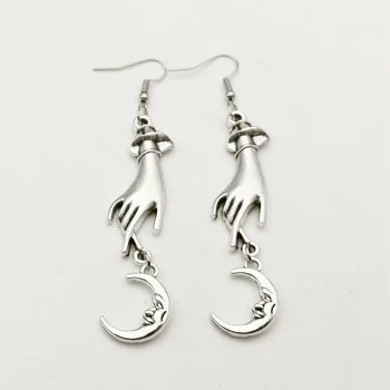 Gothic New Jewelry Celestial Earrings Hand Silver Moon Charm Earrings Gift for Wicca Lover Celestial Oracle Mystery Pendant
Gothic New Jewelry Celestial Earrings Hand Silver Moon Charm Earrings Gift for Wicca Lover Celestial Oracle Mystery Pendant