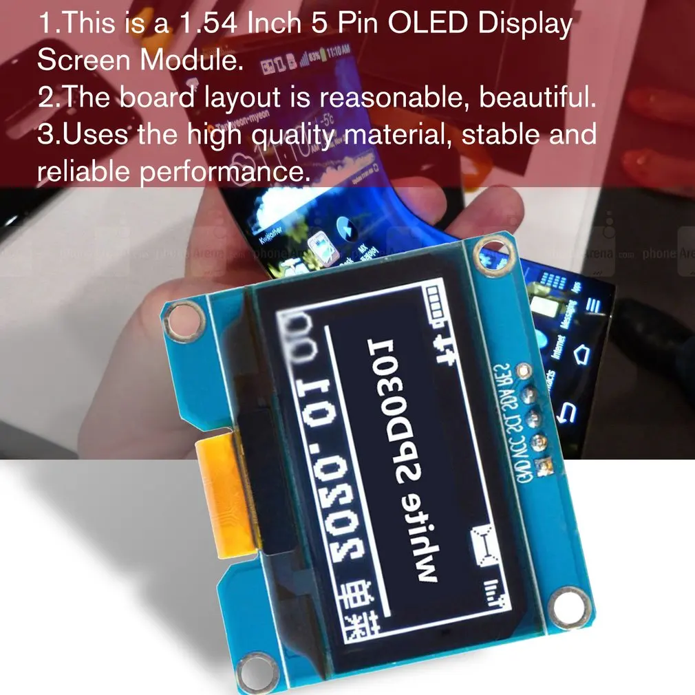 IPS 1.54 Inch 5/7 Pin OLED Display Screen Module Board 128x64 SPD0301 Drive IC I2C Interface White/Blue/Yellow
IPS 1.54 Inch 5/7 Pin OLED Display Screen Module Board 128x64 SPD0301 Drive IC I2C Interface White/Blue/Yellow