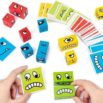 Wooden Montessori Expression Puzzle building blocks Logical Thinking Training interactive fun games Early children's education
Wooden Montessori Expression Puzzle building blocks Logical Thinking Training interactive fun games Early children's education