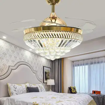42 Inch Invisible Crystal Ceiling Fan with LED Light and Remote, 4 Retractable ABS Blades Fan Chandelier for Bedroom Diningroom
42 Inch Invisible Crystal Ceiling Fan with LED Light and Remote, 4 Retractable ABS Blades Fan Chandelier for Bedroom Diningroom