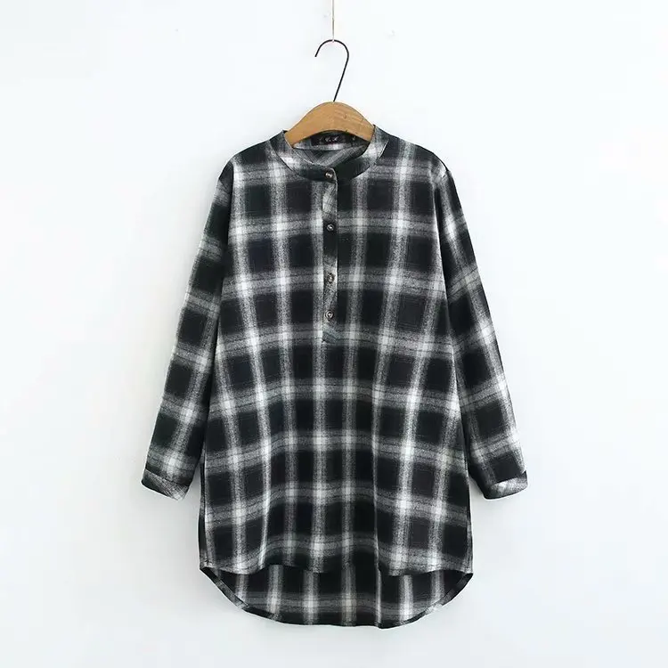 Spring Plus-sized Large Size Dress Long Sleeve Plaid Shirt Loose Fat M200 Jin Mid-length Cotton Shirt S30064
Spring Plus-sized Large Size Dress Long Sleeve Plaid Shirt Loose Fat M200 Jin Mid-length Cotton Shirt S30064