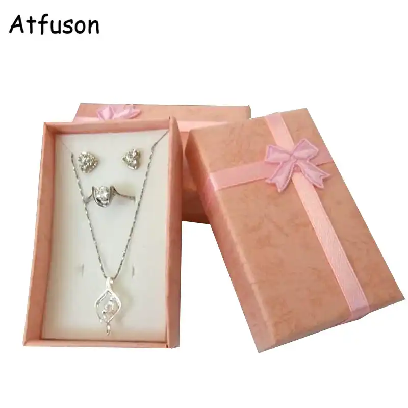 color pendant bracelet earrings jewelry gift box paper necklace