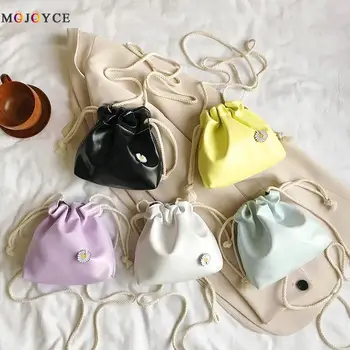 Drawstring Crossbody PU Leather Bags Vintage Shoulder Bag Women Handbags Daisy Decoration Shopping Solid Color Crossbody Bag 
Drawstring Crossbody PU Leather Bags Vintage Shoulder Bag Women Handbags Daisy Decoration Shopping Solid Color Crossbody Bag