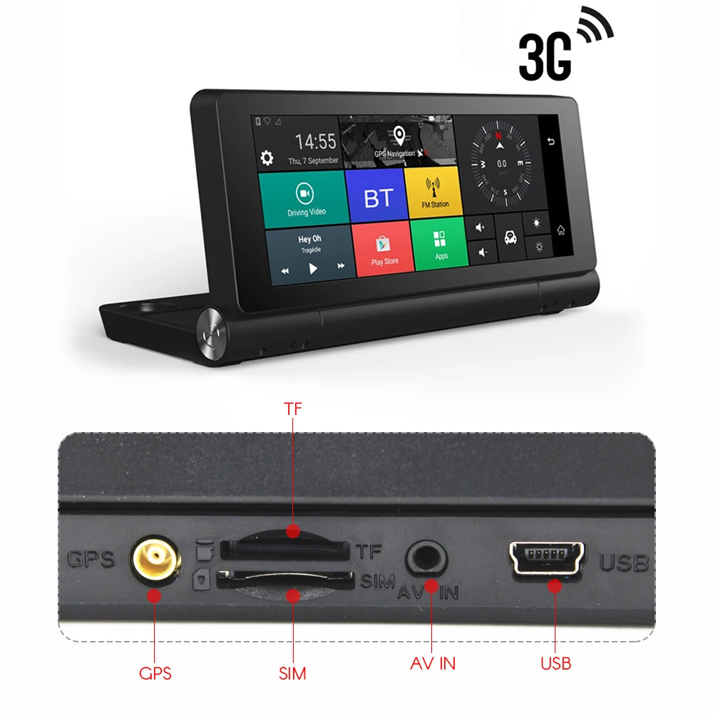 12V 3G Car GPS Navigation Android 5.1 BT ROM 16GB RAM 1GB Full HD 1080P Foldable Car DVR Dual Lens Camera TS22
12V 3G Car GPS Navigation Android 5.1 BT ROM 16GB RAM 1GB Full HD 1080P Foldable Car DVR Dual Lens Camera TS22