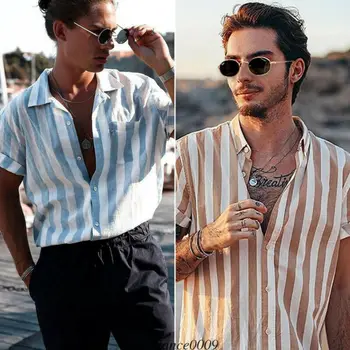 Summer Gothic Men Modis Short Sleeve Tee Shirt Stripe Button Down Blusa V Neck Top Masculina Striped Shirt Homme Ropa 
Summer Gothic Men Modis Short Sleeve Tee Shirt Stripe Button Down Blusa V Neck Top Masculina Striped Shirt Homme Ropa