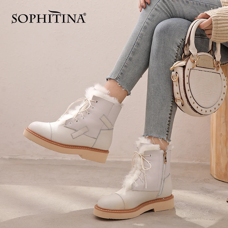 SOPHITINA New Women's Shoes Winter Fashion Genuine Leather Keep Warm Zipper Boots Round Toe Mid Heel Ladies Ankle Boots SO702
SOPHITINA New Women's Shoes Winter Fashion Genuine Leather Keep Warm Zipper Boots Round Toe Mid Heel Ladies Ankle Boots SO702