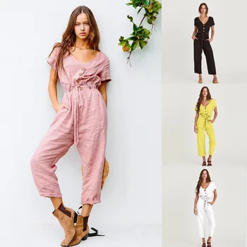 2020 fashion women's new product in spring and summer 2020 eBay hot selling single breasted versatile 9-point Jumpsuit
2020 fashion women's new product in spring and summer 2020 eBay hot selling single breasted versatile 9-point Jumpsuit