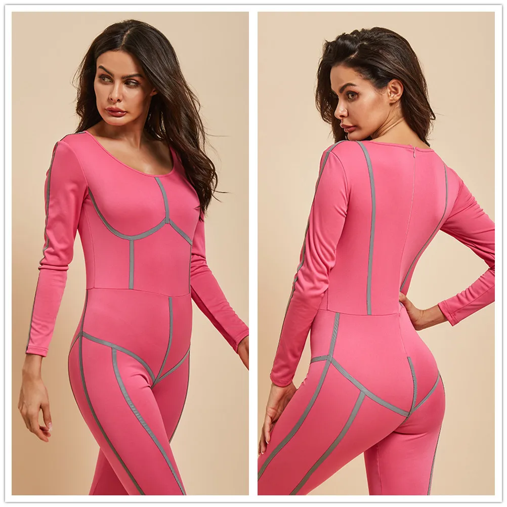 Reflective Line Patchwork Sport Set Women Fitness Jumpsuit Yoga Set for Night Running Gym Outfit Clothing Sportwear Long sleeve
Reflective Line Patchwork Sport Set Women Fitness Jumpsuit Yoga Set for Night Running Gym Outfit Clothing Sportwear Long sleeve
