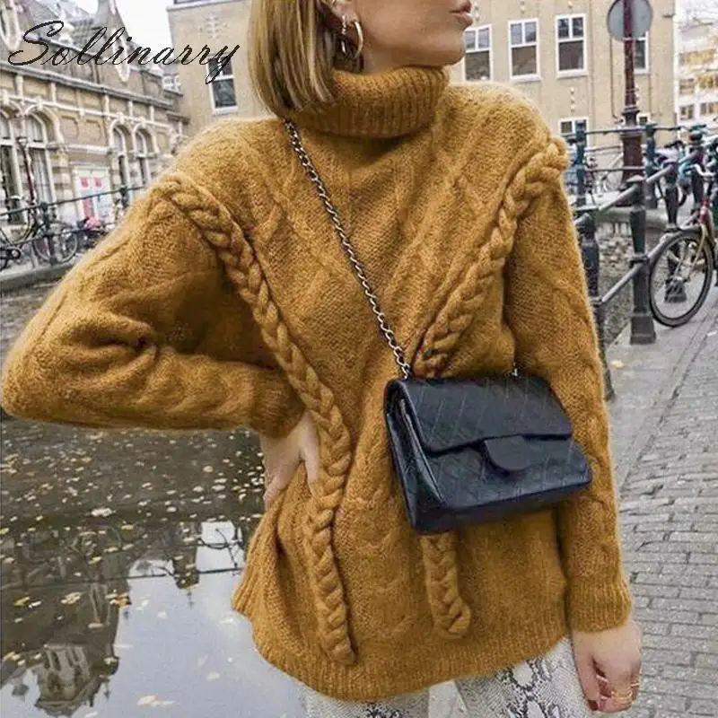Sollinarry Winter Chic Knitwear Sweater Women 2019 Turtleneck Streetwear Thick Jumpers Female Retro Sweaters Pullover Femme Pull
Sollinarry Winter Chic Knitwear Sweater Women 2019 Turtleneck Streetwear Thick Jumpers Female Retro Sweaters Pullover Femme Pull