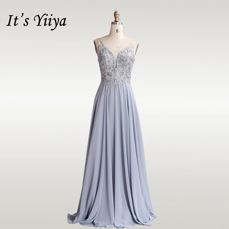 It's Yiiya Evening Dresses Elegant Sleeveless Crystal Formal Party Dress O003 V-neck Lace Plus Size Long robe de soiree 2020 
It's Yiiya Evening Dresses Elegant Sleeveless Crystal Formal Party Dress O003 V-neck Lace Plus Size Long robe de soiree 2020