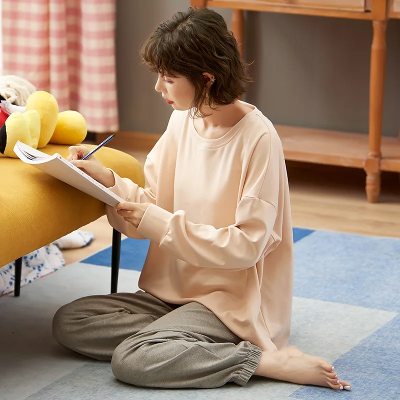 Long Sleeve Pajamas Women's Spring Autumn Cotton Set Korean Solid Color Casual and Versatile Home Wear Puffy Pajamas Sleep Tops
Long Sleeve Pajamas Women's Spring Autumn Cotton Set Korean Solid Color Casual and Versatile Home Wear Puffy Pajamas Sleep Tops