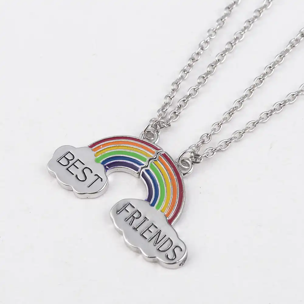 best friend gift heart gold silver rhinestone 2