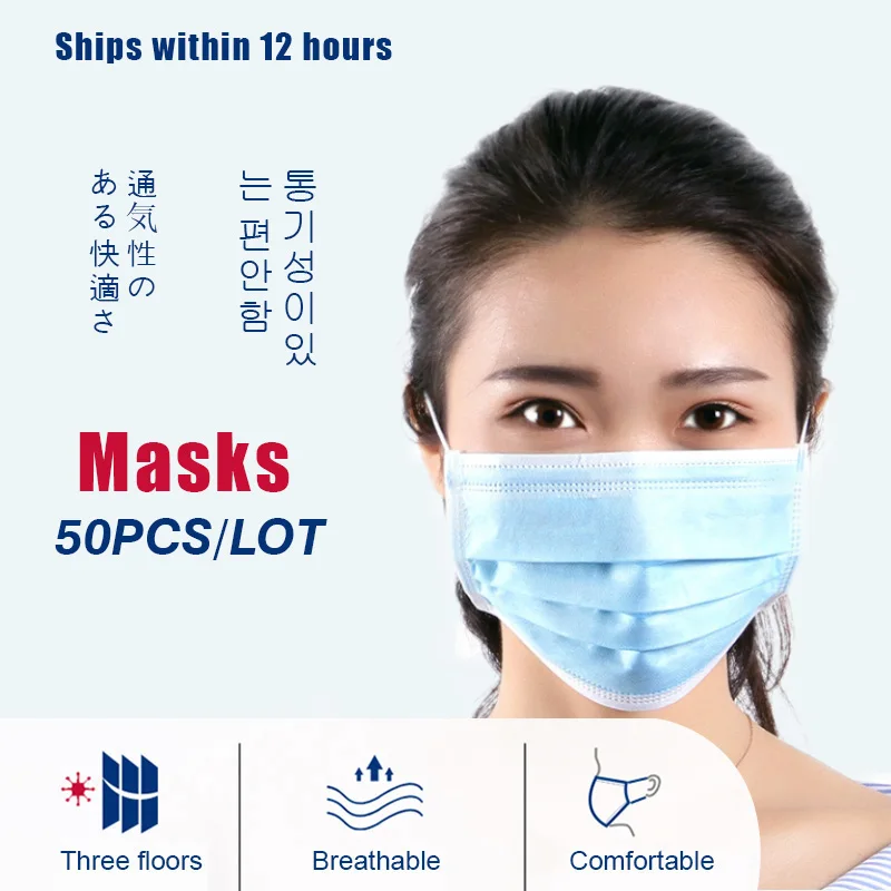 

100PCS Anti virus Profession Medical Mask Pre Sale Medical Surgical PM2.5 Disposable Elastic Mouth Soft Breathable Face Mask