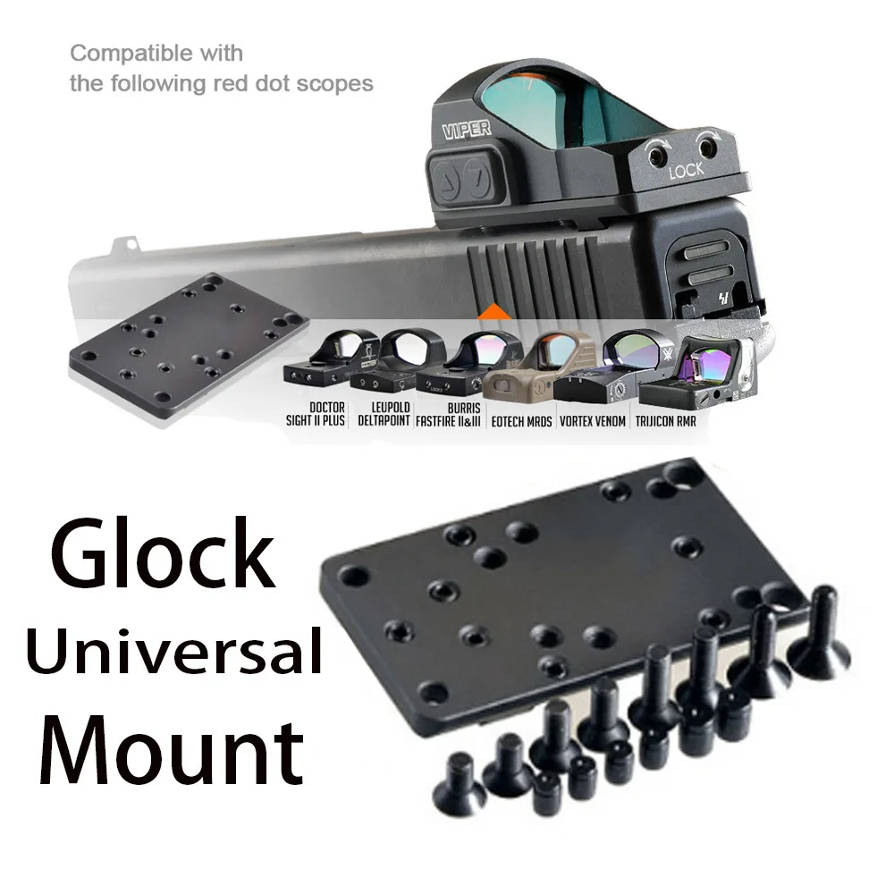 Tactical red dot sight gasket pistol rifle universal mounting bracket Glock lock plate base mounting, all models except 42/43
Tactical red dot sight gasket pistol rifle universal mounting bracket Glock lock plate base mounting, all models except 42/43
