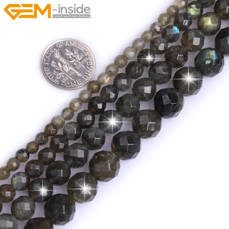 

Natural stone Gray Round Faceted Rainbow beads for Jewelry making strand 15 inch Semi-precious Gem stone bead for bracelet DIY