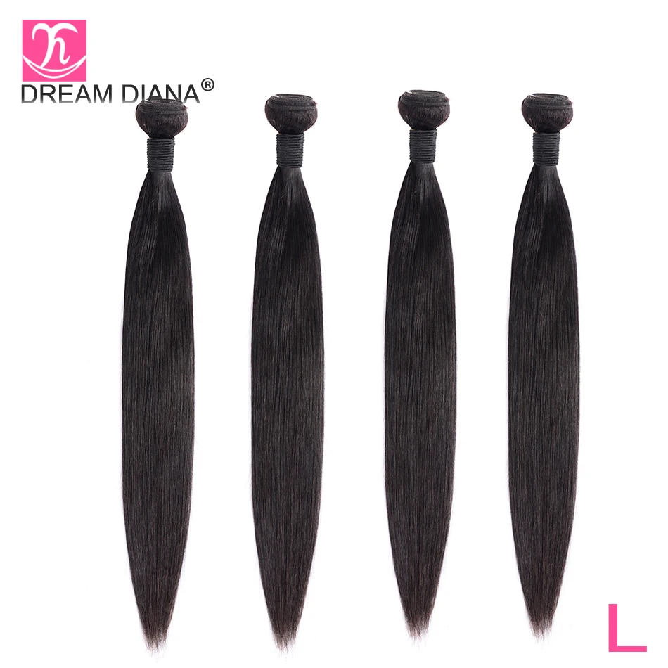 DreamDiana перуанские шелковистые прямые волосы 4 пряди 8 &quot-30" L Remy натуральный цвет