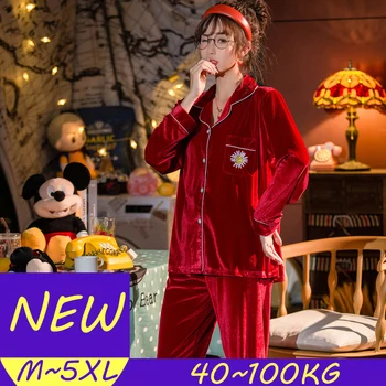 Women's Velvet Pajamas 5XL Big Size Home Clothes Winter Bride Sleepwear Pullover Female Adults Stitch Pijama Mujer 
Women's Velvet Pajamas 5XL Big Size Home Clothes Winter Bride Sleepwear Pullover Female Adults Stitch Pijama Mujer