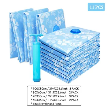 11PCS Thickened Vacuum Storage Bag For Cloth Compressed Bag with Hand Pump Reusable Blanket Clothes Quilt Organizer
11PCS Thickened Vacuum Storage Bag For Cloth Compressed Bag with Hand Pump Reusable Blanket Clothes Quilt Organizer