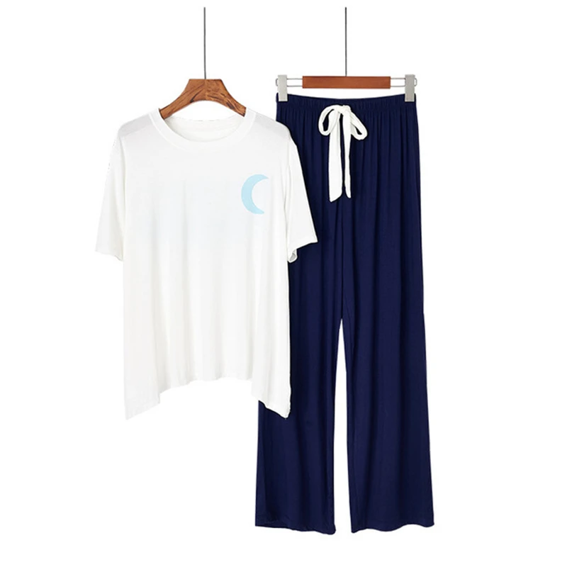 Ladies pajamas suit hit color modal moon short-sleeved trousers wide-leg comfortable casual Homewear suit JJF0040
Ladies pajamas suit hit color modal moon short-sleeved trousers wide-leg comfortable casual Homewear suit JJF0040